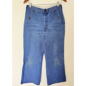 VTG Fancy Props Wilkins  Light Wash Flare 70s Front Pockets High Rise Jean Sz 12